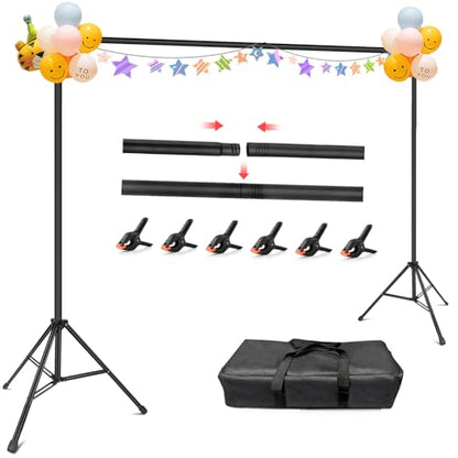 Hemmotop Photo Backdrop Stand, 10x7ft (WxH) Photography Background Stand for Photoshoot, Wedding, Birthday, Baby Shower Parties, Projector Screen, Decoration, Balloons - size: 10x7ft