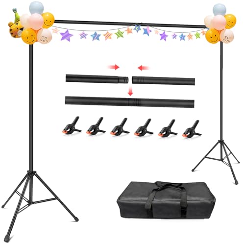 Hemmotop Photo Backdrop Stand, 10x7ft (WxH) Photography Background Stand for Photoshoot, Wedding, Birthday, Baby Shower Parties, Projector Screen, Decoration, Balloons - size: 10x7ft