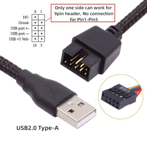 chenyang Motherboard 9/10Pin Male to USB 2.0 Male External Extension Nylon Braided Cable 20cm - style: Type-A Male