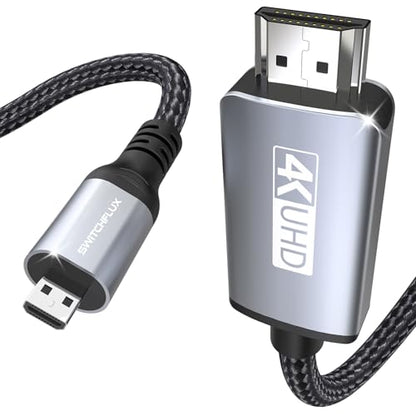 4K Micro HDMI to HDMI Cable 6FT, 4K@60Hz HDR High Speed HDMI Cord, Nylon Braided Compatible with GoPro Hero, Raspberry Pi 5/4, DSLR Camera, Laptop to TV - size: 6 Feet