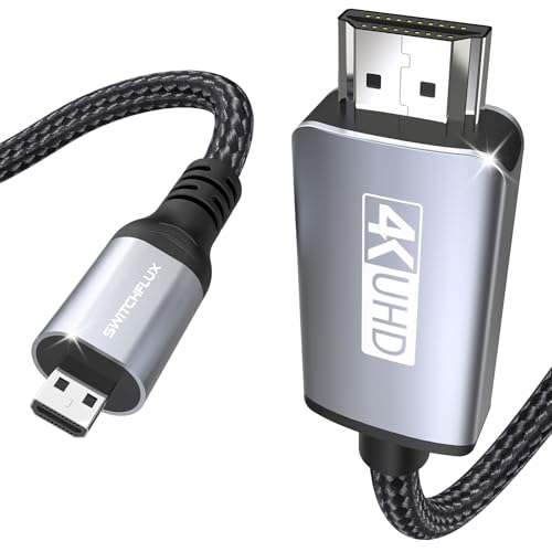 4K Micro HDMI to HDMI Cable 6FT, 4K@60Hz HDR High Speed HDMI Cord, Nylon Braided Compatible with GoPro Hero, Raspberry Pi 5/4, DSLR Camera, Laptop to TV - size: 6 Feet