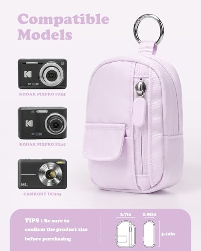 SQERO Soft Camera Case for Digital Camera KODAK PIXPRO FZ55/ FZ45/CAMKORY DC403 FHD 1080P,Travel Camera Pouch, Carry Case Bag Cute Small - color: Violet