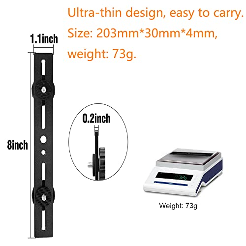Dual Flash Bracket 8in/20.3cm Camera Mount Tripod Bracket with 1/4 Screw Hot Shoe Flash Light Bracket for LED Light Microphone 3D Stereo Stereoscopic Photography