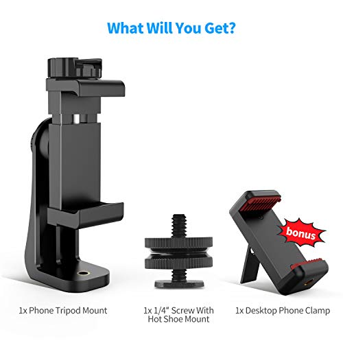 Owine Universal Dual Cell Phone Tripod Mount Adapter Premium Smartphone Clamp, Compatible with iPhone,Samsung Galaxy,Note,Lg,All Smartphones Perfectly.Connects to Tripod, Monopod, Selfie Stick