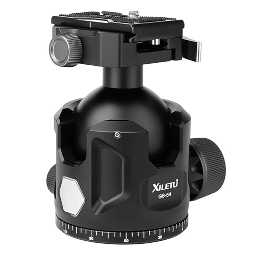 54mm Aluminum Alloy Tripod Ball Head, 35kg Heavy Load Panoramic Ball Head, Arca Swiss & Picatinny Dual Clamp Rotating Head for Photography Hunting Shooting - size: 54mm