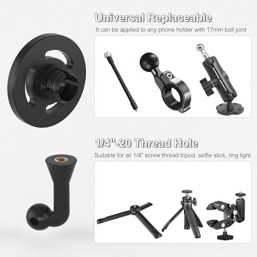 Magnetic Phone Tripod Mount Adapter with 1/4"-20 Screw Hole, Compatible with Magsafe for iPhone 17/16/15/14/13 Plus Pro Max Mini Series, Adjustable Phone Holder for Tripod, Ring Light, Selfie Sticks