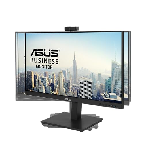 ASUS 27” 1080P Video Conference Monitor (BE279QSK) - Full HD, IPS, Built-in Adjustable 2MP Webcam, Mic Array, Speakers, Eye Care, Wall Mountable, Frameless, HDMI, DisplayPort, VGA, Height Adjustable - style: 27" Webcam Mic Array