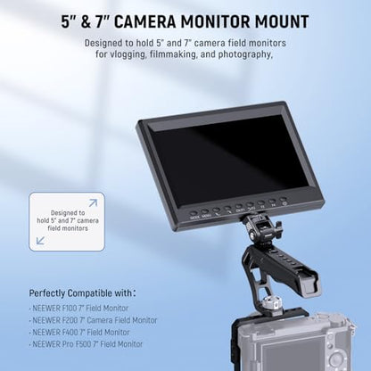 NEEWER Field Monitor Mount Holder with Cold Shoe 360° Swivel 180° Tilt Anti Twist Screw Compatible with Atomos Ninja 5" & 7" Camera Monitor, SmallRig Camera Cage, MA019 - style: MA019 w/Cold Shoe