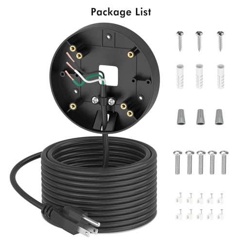 2in1 Power Adapter and Floodlight Cam Plug-in Mount Compatible with Wyze Floodlight Cameras v2/Pro/v1, Electrical Box with 20ft Weather-Resistant Outdoor Charging Cable, No Junction Box Required-Black - color: Black