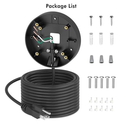 2in1 Power Adapter and Floodlight Cam Plug-in Mount Compatible with Wyze Floodlight Cameras v2/Pro/v1, Electrical Box with 20ft Weather-Resistant Outdoor Charging Cable, No Junction Box Required-Black - color: Black