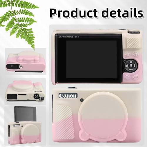 Camera Case for Canon PowerShot SX740/ SX730 Digital Camera,SX740 HS Case, Soft Silicone Protective Case Removable Lens Cover,Comes with 2 Screen Protectors and 1 Wrist Strap. (Beige-Pink) - color: Beige-Pink