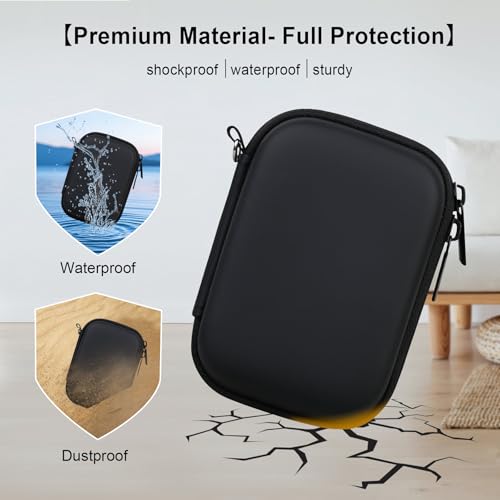 Elonbo Carrying Case for Canon PowerShot ELPH 360 HS A/ 360 HS/ 360/ IXY 650 Digital Camera, Canon PowerShot ELPH 330/190/160/115/130/110 Camera Hard Travel Bag, Mesh Pocket fits Battery Cable, Black - color: Black