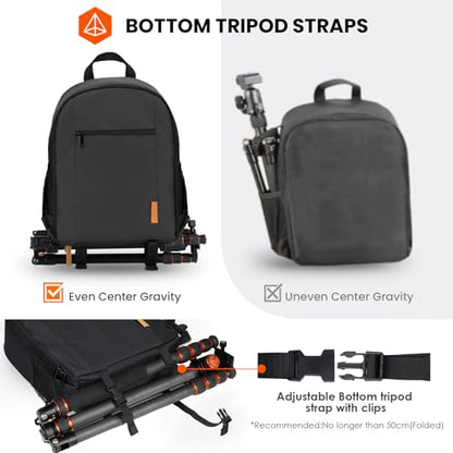 TARION Camera Backpack Bag Small - Professional DSLR Photography Case with 13 inch Laptop Compartment & Waterproof Rain Cover & Bottom Tripod Holder for Men Women Photographers - Black TB-S - color: Black, size: Small