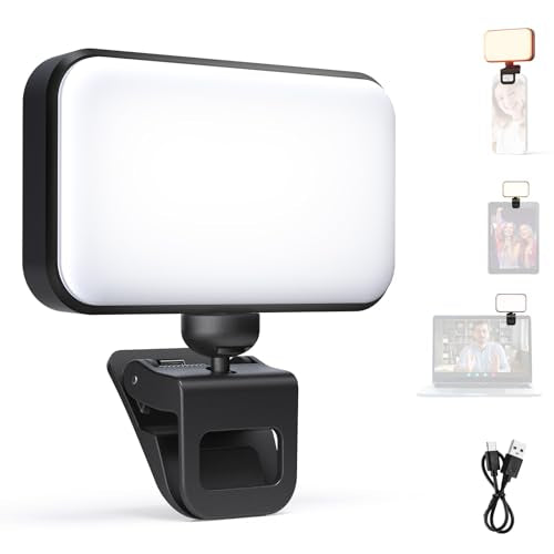 NEEWER Entry Level Version LED Selfie Light, 54 LEDs Plastic Clip on Phone Fill Lighting for iPhone, CRI88 650mAh, Portable for Computer Laptop Webcam Zoom Video Conference Makeup Recording, N8