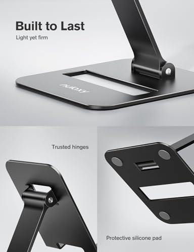 Nulaxy 2 Pack Dual Folding Cell Phone Stand, Fully Adjustable Phone Holder for Desk, Compatible with Phone 16 15 14 13 12 11, Nintendo Switch, All Phones, Black - color: Black
