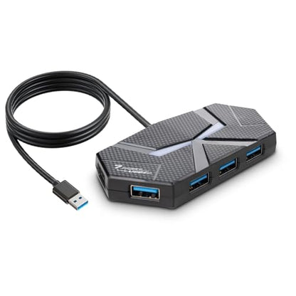 USB A Hub with 7 Ports 3.9ft Long Cable, Multiple USB 3.0 Hub Splitter, USB Extender Adapter for Laptop, Desktop, PC, Flash Drive, HDD (USB-A, 7 Ports - 3.9ft) - size: 7 Ports-A, style: USB-A