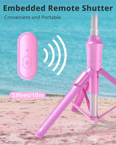UBeesize 62'' Magnetic Selfie Stick Phone Tripod with Wireless Remote, Extendable Cell Phone Tripod Stand, Compatible with MagSafe, Cellphone Tripod for iPhone 17 16 15 14 13 12 Android Phones Pink - color: Pink, size: 62-in