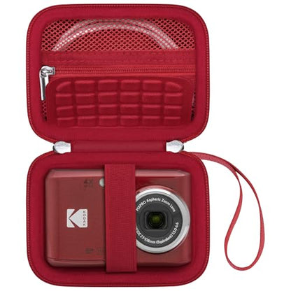 Canboc Carrying Case for Kodak PIXPRO FZ55/ FZ45 16MP Digital Camera, FZ45 Video Vlogging Camera Bag, Mesh Pocket fit Cable, SD Card, Red (Case Only) - color: Small-Red