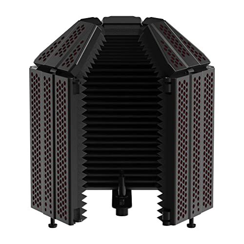 XTUGA Recording Microphone Isolation Shield, High Density Absorbent Foam 5 Panels to Filter Vocal,Top Enclosed Foldable Soundproof Cover for Condenser Studio Equipment MIS02 - size: MIS02