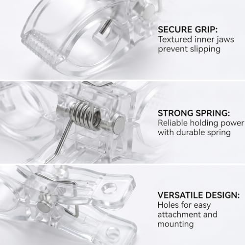 10 Pack 2.6-Inch Clips for Balloon Arch Backdrop, Heavy Duty Clear Background Clips, Balloon Arch Clamps for Wedding Photography Studio, balloon clamps, Transparent Spring Clips