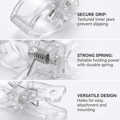 10 Pack 2.6-Inch Clips for Balloon Arch Backdrop, Heavy Duty Clear Background Clips, Balloon Arch Clamps for Wedding Photography Studio, balloon clamps, Transparent Spring Clips