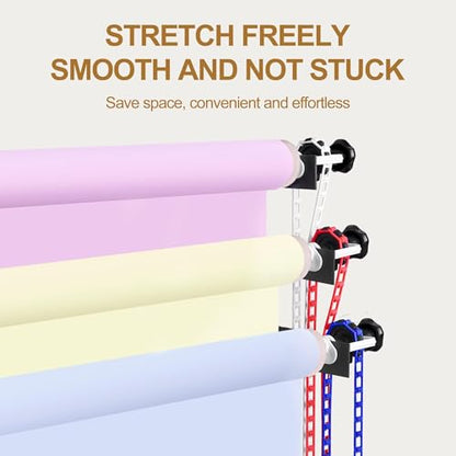 EMART Photography Backdrop Wall Mount 3 Roller Support System with 2 x Tri-fold Hooks, 6 x Expand Bar, 3 x Chain, Manual Photo Background Holder, Ceiling Mounted for Studio Live Streaming Game Video - size: 3 chains