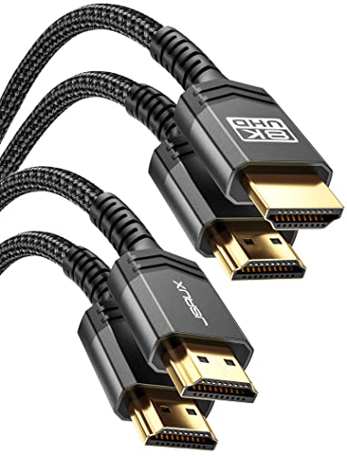 JSAUX 10K HDMI 2.1 Cables 6FT 2-Pack 48Gbps 8K & 4K Ultra High Speed Cords(8K@60Hz 7680x4320, 4K@120Hz) eARC HDR10 HDCP 2.2 & 2.3 3D, Compatible with PS5/PS4/X-Box/Roku TV/HDTV/Blu-ray/LG/Samsung QLED - color: Black, size: 6ft