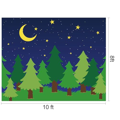 Teenyyou 8 x 10 ft Enchanted Forest Camping Backdrop Scene Camping Background Supplies Forest Night Scene Photography Background for Theme Party Photo Banner Decoration - size: 8 x 10 ft