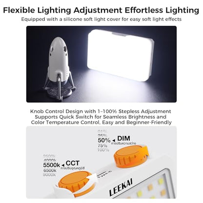 Leekai P40 40W Portable LED Video Light, 6400mAh Bi-Color 120 Beads Rechargeable Camera Light with Soft Light Cover, 2500K-9000K TLCI 95+ CRI>95 Selfie Light for Vlog Filming TikTok Live & Photography - color: Black