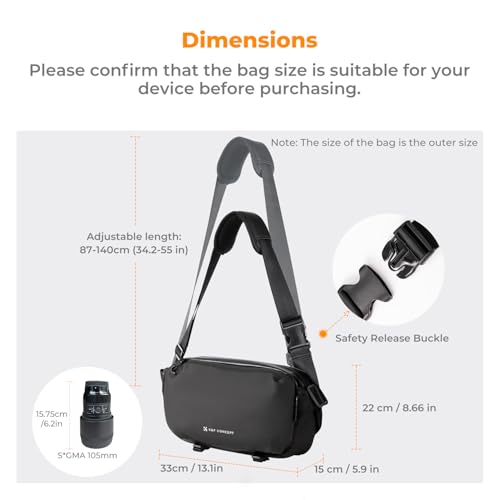 K&F CONCEPT Camera Sling Bag Crossbody Bag Waterproof Camera Shoulder Backpack DSLR/SLR/Mirrorless Camera Case - color: 02 All Black Medium