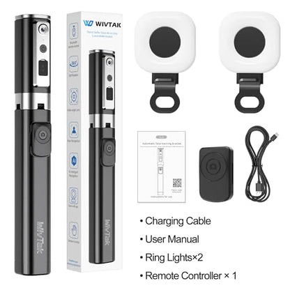 Auto Face Tracking Tripod for iPhone, Android & Camera, 60" Extendable Selfie Stick Tripod with Light and Remote, No App, 360° Rotation Phone Holder for TikTok, YouTube, Vlog, Live Streaming - style: update