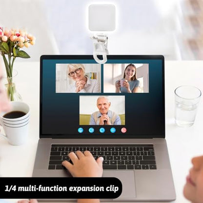 Webcam Mount for Monitor, Camera Mount Clamp Clip Ring Light Clip Adapter Replacement Zoom Light Clips-on Part Screen Display Top Fill Lights-Flash Holder for Phone Tripod Tablet Video Live Stream - color: white
