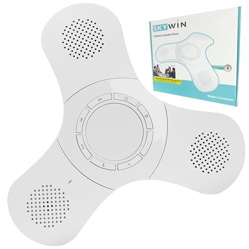 Skywin Bluetooth Conference Speaker with Microphone, Portable Wireless Speaker for Office Desk, Computer, and Laptop, Bluetooth Microphone for Conference Room, and PC, Smart Speakerphone (White)