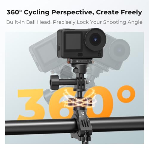 K&F CONCEPT Handlebar Bike Motorcycle Mount, 360° Rotation Camera Clamp Mount with 1/4" Screw Compatible with Hero 13/12/11/10, Osmo Action 6 5 4 Pro, 360 X5 X4 and Smartphones - style: One Ball Joint