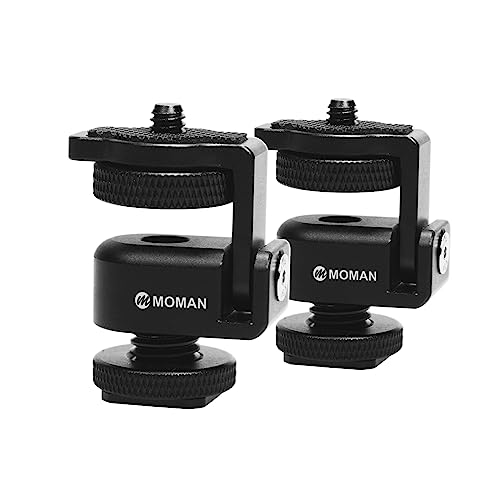 Moman Ball Head Cold Shoe Mount 1/4" Mini Adapter BH02 with 1/4"-20 Thread for Camera Microphone LED Video Light Monitor (2 Pack)