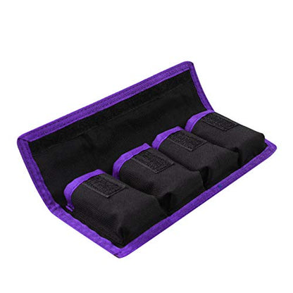 Meking 2 Pcs Battery Storage Case Bag with 4 Pockets for DSLR Camera, Suitable for AA/AAA Battery and LP-E6 LP-E8 LP-E10 LP-E12, EN-EL14 EN-EL15, NP-FW50 NP-F550 NP-FM500H - color: Purple 2pcs