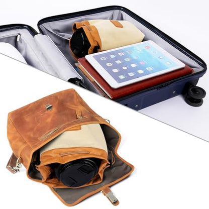S-ZONE Soft Camera Bag DSLR Insert Handbag Drawstring Lens Case | Water-resistant Canvas, Drawstring closure, Dust-proof, Scratch-resistant, Compatible with Canon Nikon Sony - color: Brown, size: Small