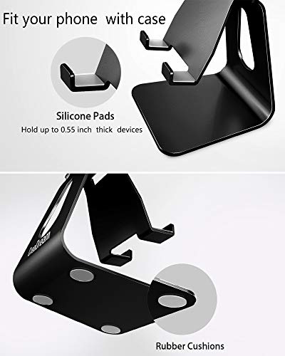CreaDream Adjustable Cell Phone Stand, Phone Stand, Cradle, Dock, Holder, Aluminum Desktop Stand Compatible with Phone Xs Max Xr 8 7 6 6s Plus SE Charging, Accessories Desk,All Mobile Phones-Black - color: Black