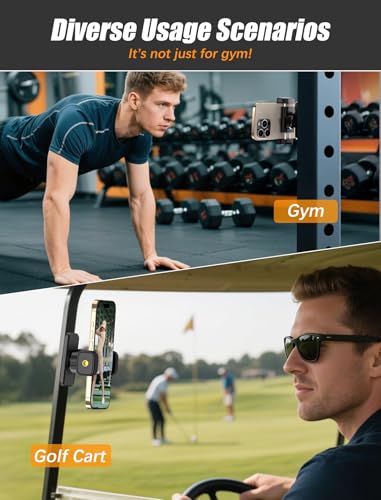 Gym Magnetic Phone Holder【Strong Magnets】- 360 Adjustable Magnetic Phone Mount, Phone Holder Gym Accessories for Men Women Compatible with All Smartphones 4.7-7" - color: Black