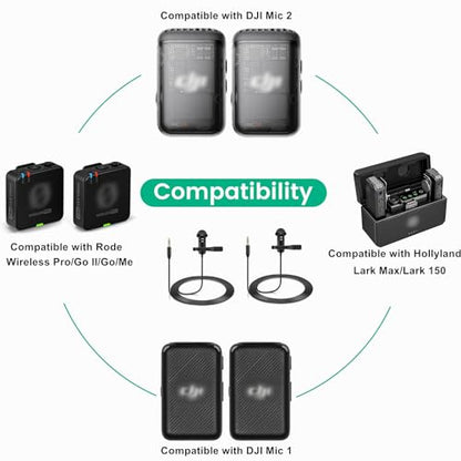 2 Pack Lavalier Microphone Compatible with DJI Mic 2 & Rode Wireless Pro/Wireless GO 2 / II Transmitters - Omnidirectional Lav Lapel Wearable Mic for Vlog Interview Streaming Lectures Broadcasters - color: Regular Version