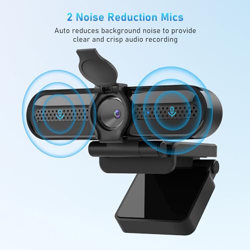 2K Webcam, FHD Computer Streaming Camera with 2K/30fps, 1080P/60fps, Autofocus, Dual Noise-Cancelling Microphones and Tripod, for Computer/Zoom/Skype/Teams/Laptop/MacBook/Windows - style: 2K/78°FOV