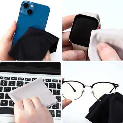 Vemiss 6 Pack Microfiber Glasses Cleaning Cloth, Wipes Lens Eyeglasses & Screens - Reusable, Portable with Keychain & Pouch - Sunglasses, Jewelry, Phone Cleaner Cloth (Color 2) - color: Color 2