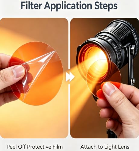 20Pcs Warm Light Filter Gel Peel and Stick Stickers 7.4 Cm | Led Ceiling Lights Video Light Theater Dj Home Mood Lighting Use