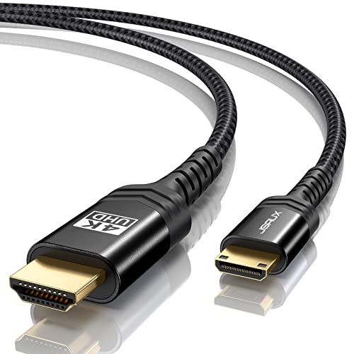 JSAUX Mini HDMI to HDMI Cable 15FT, [Aluminum Shell, Braided] High Speed 4K 60Hz HDMI 2.0 Cord, Compatible with Camera, Camcorder, Tablet and Graphics,Black - color: Black, size: 15FT - Standard Connector