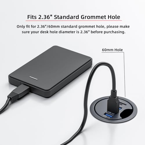 CY USB 3.0 Hub SD TF 3 Port USB 60mm Desk Grommet Splitter Dock Station Micro-SD Card Reader for Desktop PC Desk - style: 3USB+SD+TF