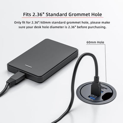 CY USB 3.0 Hub SD TF 3 Port USB 60mm Desk Grommet Splitter Dock Station Micro-SD Card Reader for Desktop PC Desk - style: 3USB+SD+TF