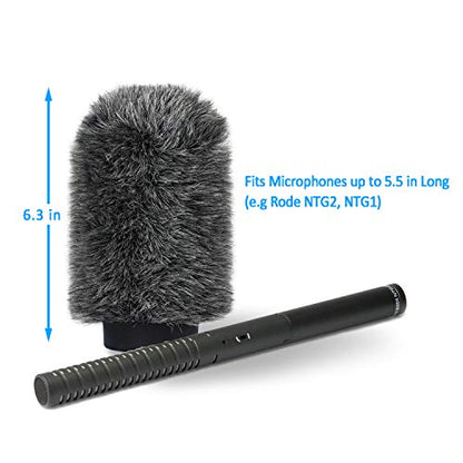 YOUSHARES Deadcat Windscreen for Rode NTG1, NTG2, Audio-Technica AT897 Shotgun Microphones, Wind Muff Up to 5.5" Long - color: NTG1/2 Shag