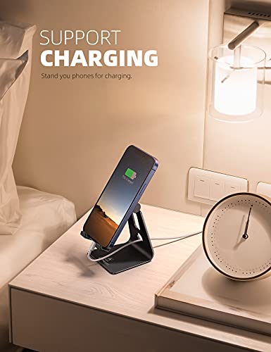 Lamicall Adjustable Cell Phone Stand, Desk Phone Holder, Cradle, Dock, Compatible with iPhone 17 16 15 14 Air Plus Pro Pro Max 13 12 X XS, 4-8" Phones, Office Accessories Gifts, All Smartphone, Black - color: Black