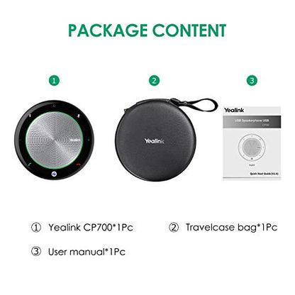 Yealink Bluetooth Speakerphone Conference Microphone Teams Certified CP700 USB Full Duplex Noise Reduction Algorithm Home Office 360° Voice Pickup (Package Without dongle) - color: CP700, size: Teams Certified