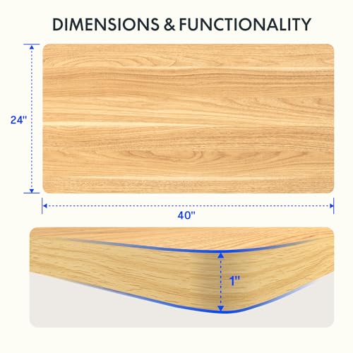 FLEXISPOT Whole Piece 40"x24" Desktop 1" Thickness Height Adjustable Desk Rectangular Tabletop Maple Board (42INCH Maple Top) - color: Maple, size: 40x24"